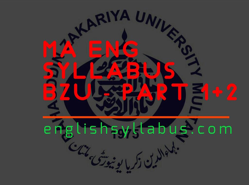 BZU MA English Syllabus Download pdf part 1+2