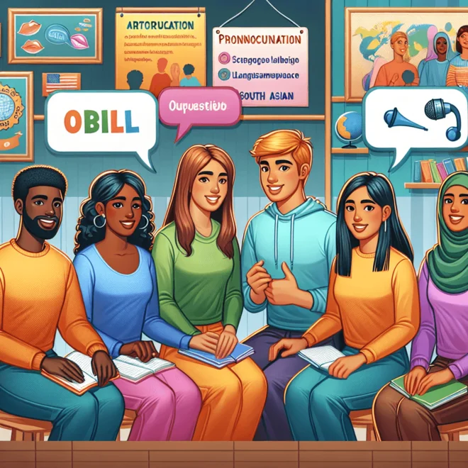Illustration of students learning Oral Communication Skills in English