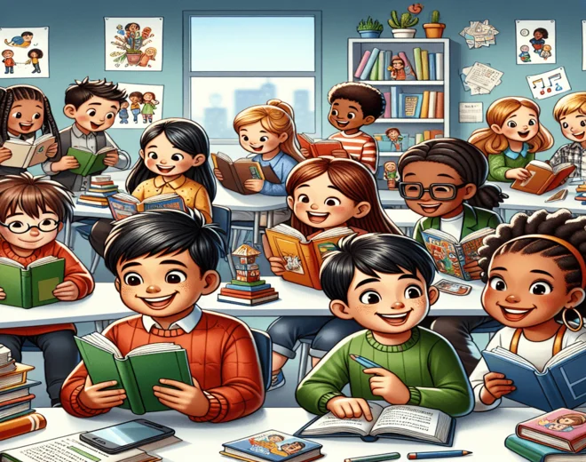 Illustration of students improving Reading Skills